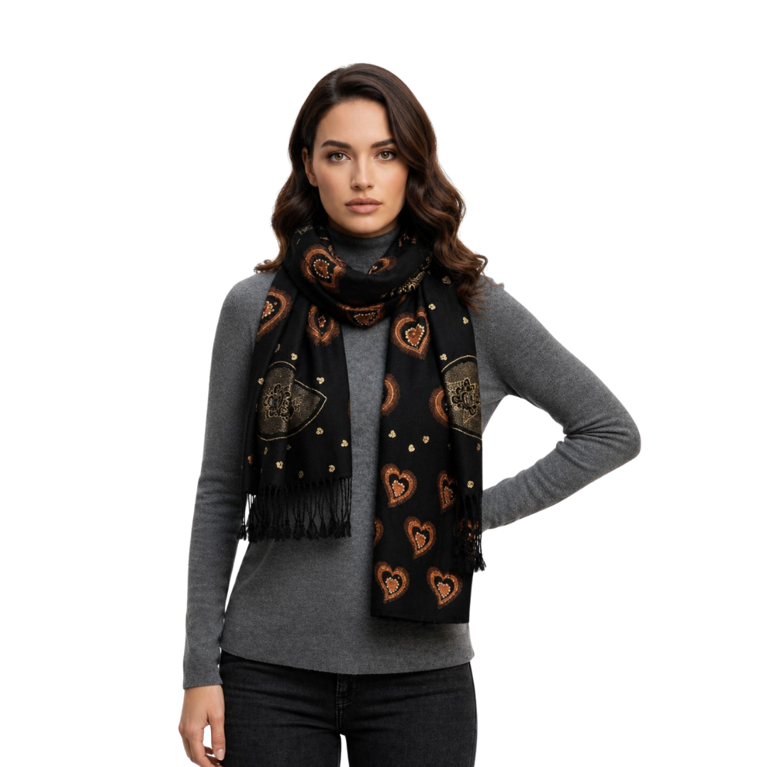 MUDNAAZ Women's Pashmina Shawl with Satin Mirror Work, Elegant Wedding & Evening Wrap, Fashion Scarf, 92 x 205 cm