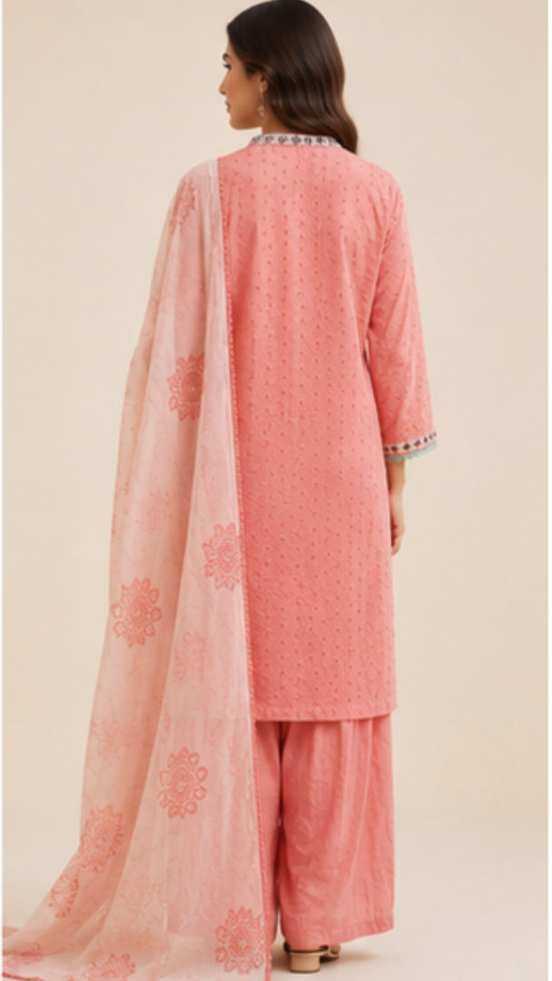 Pink Kurti Patch Work Pakistani Suit 1381 - MUDNAAZ Fashion - view 3