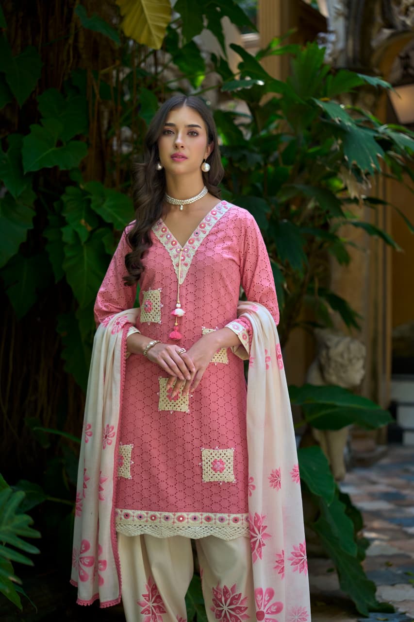 Pink Kurti Patch Work Pakistani Suit 1381 - MUDNAAZ Fashion - view 10