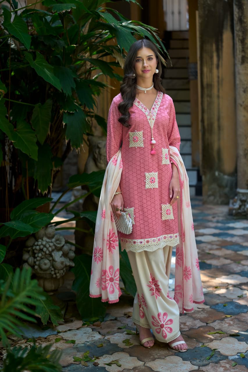 Pink Kurti Patch Work Pakistani Suit 1381 - MUDNAAZ Fashion - view 9