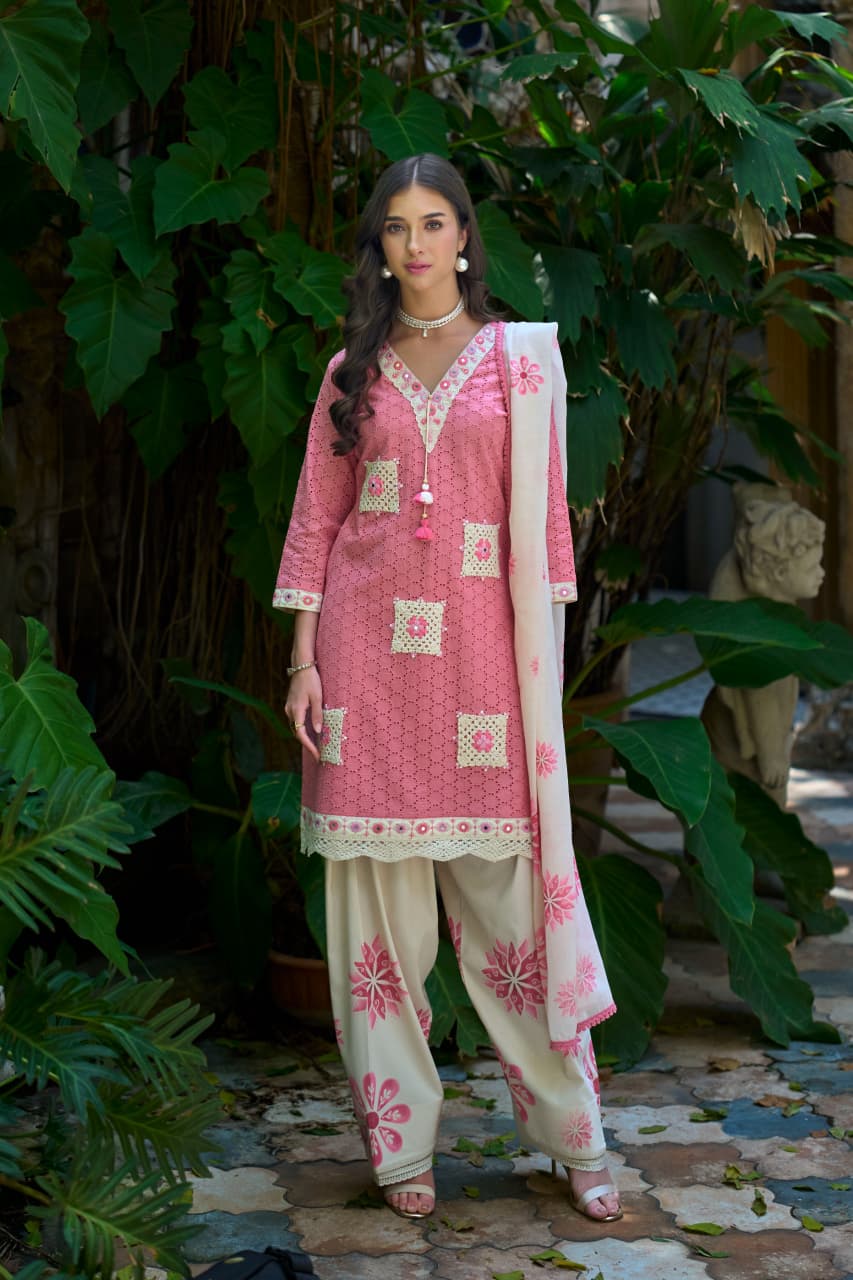 Pink Kurti Patch Work Pakistani Suit 1381 - MUDNAAZ Fashion - view 11