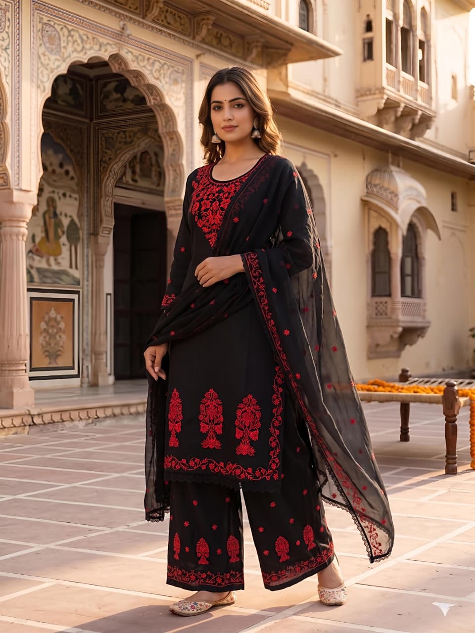 DES Ramiya Black & White Pakistani Suit Rayon Set- Elegant Ethnic Wear - MUDNAAZ Fashion - view 1