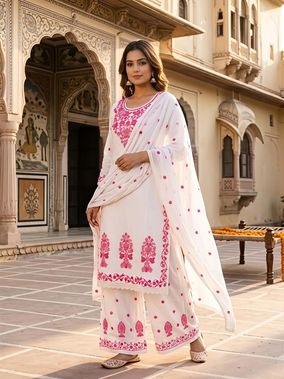 Black White Rayon Pakistani Suit Set - Elegant Ethnic Wear